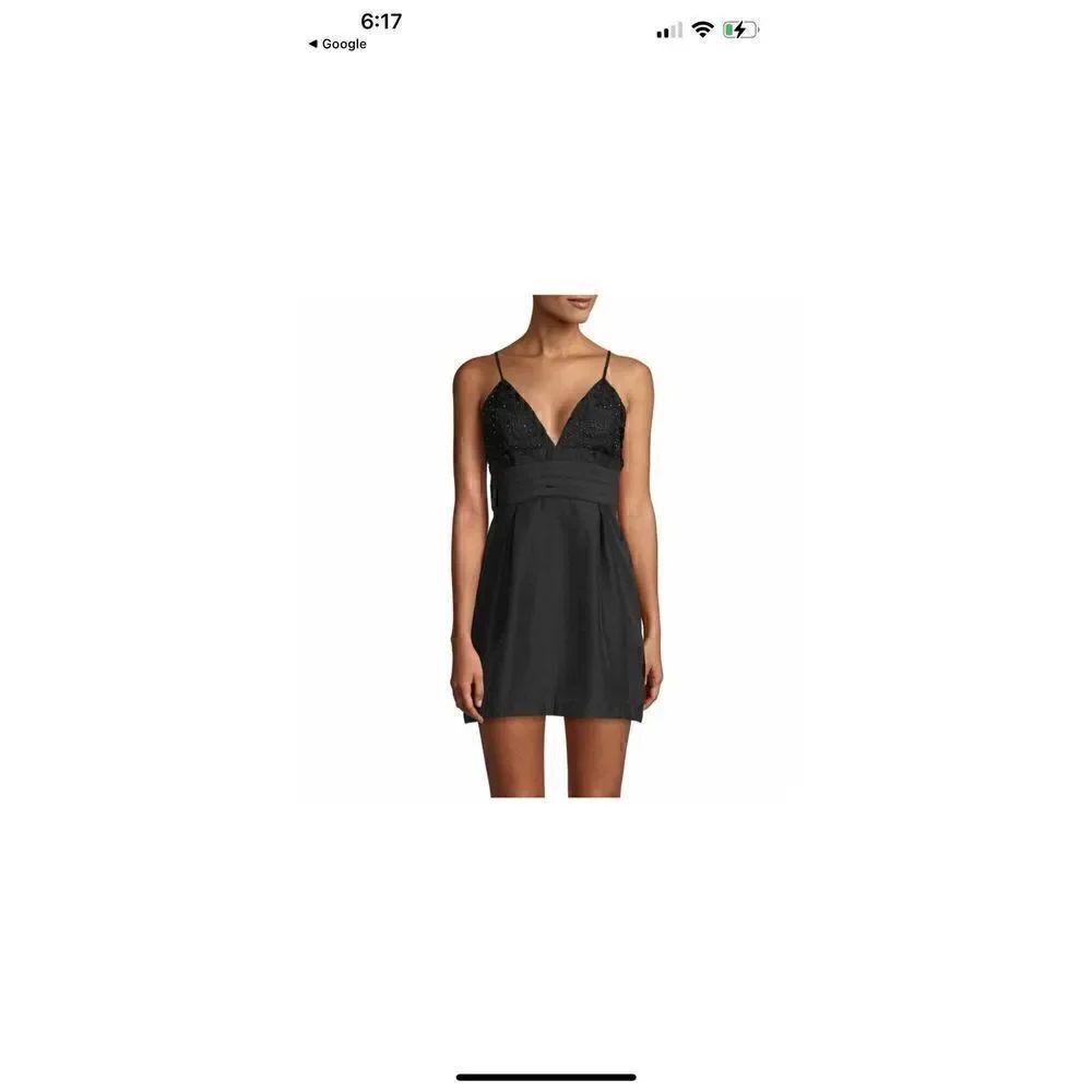Free People We Go Together Black Beaded Mini Dress Size 4